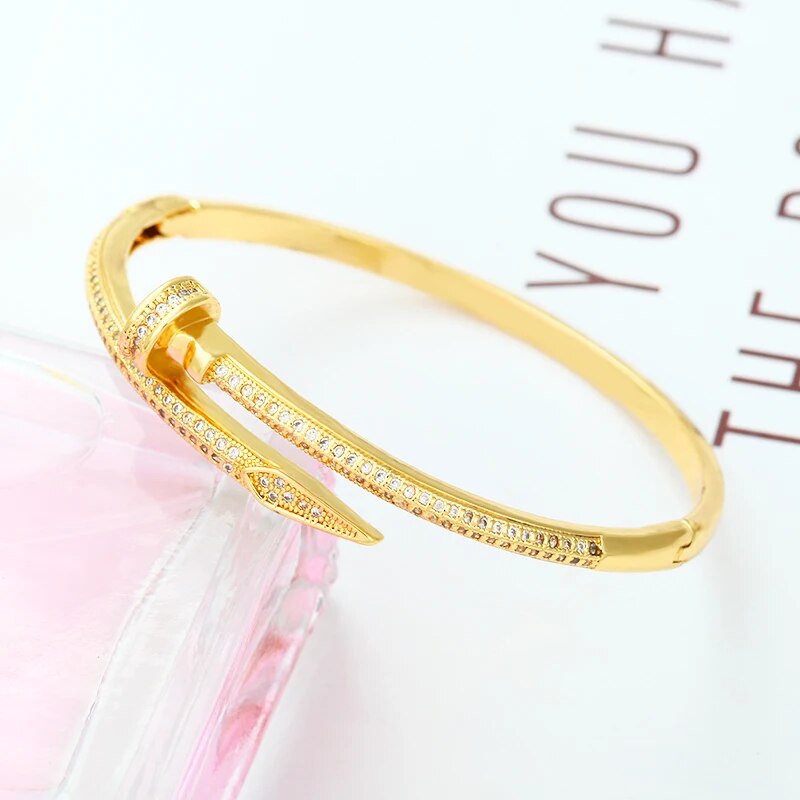 Nail Love Bracelet for Women Adjustable Micro
