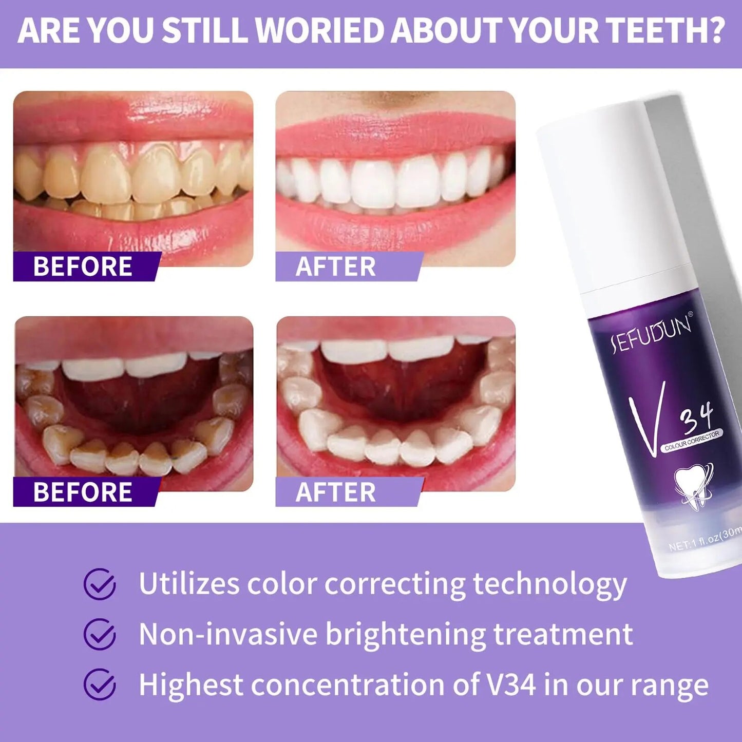 Purple Hi Whitening Smile Toothpaste Colour corrector