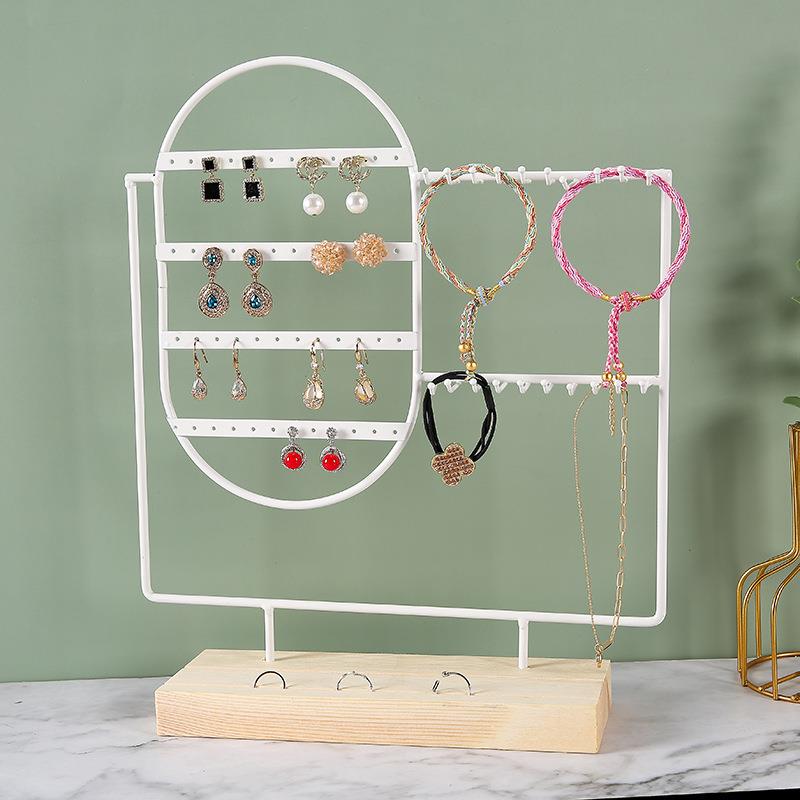 Jewelry Display Organizer Earrings Pendants Bracelets Jewelry Holder With Wooden Base Earrings Storage Rack