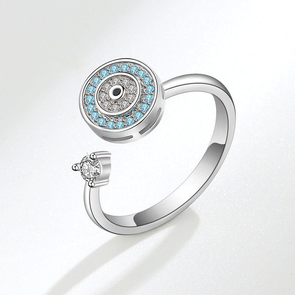 Anti Stress Anxiety Ring Turkish Zircon Eye Adjustable Spinner Rings Fidget Ring