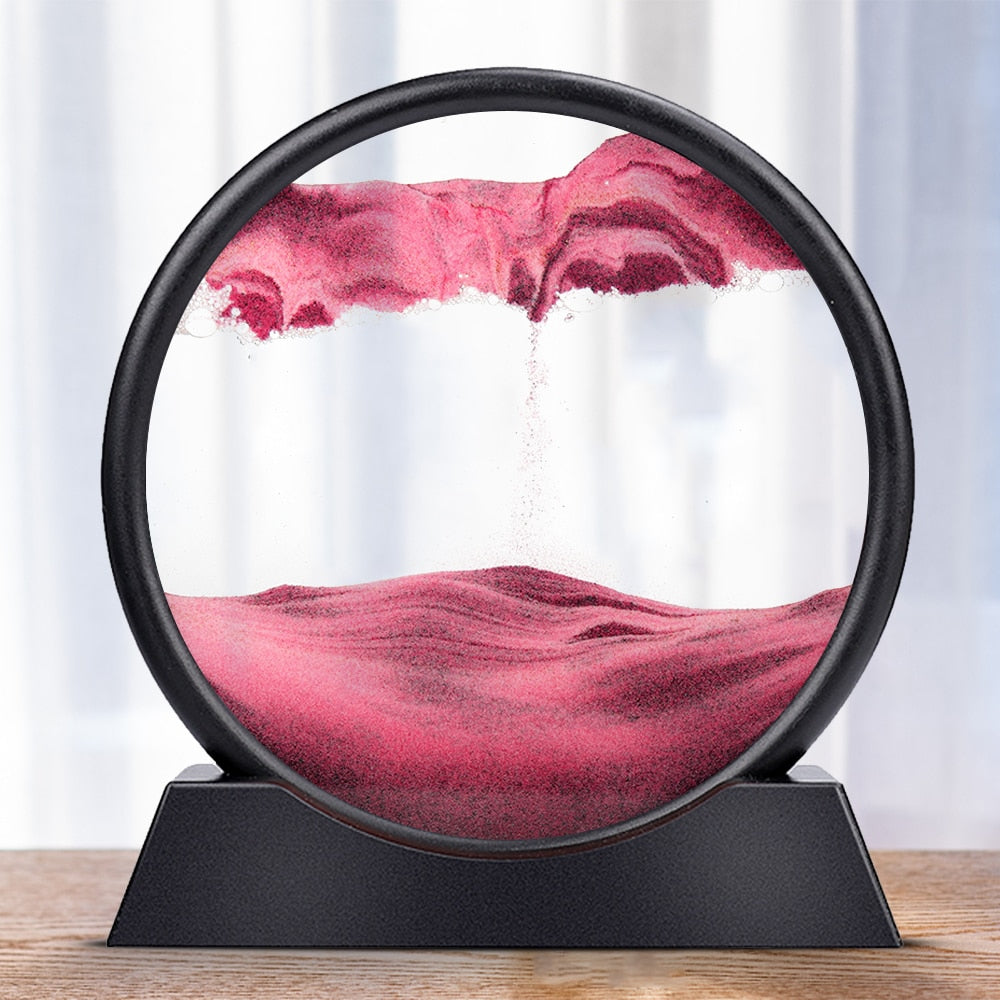 Tik Tok Moving Sand Art Picture Round Glass 3D Hourglass Deep Sea Sandscape In Motion Display Flowing Sand Frame