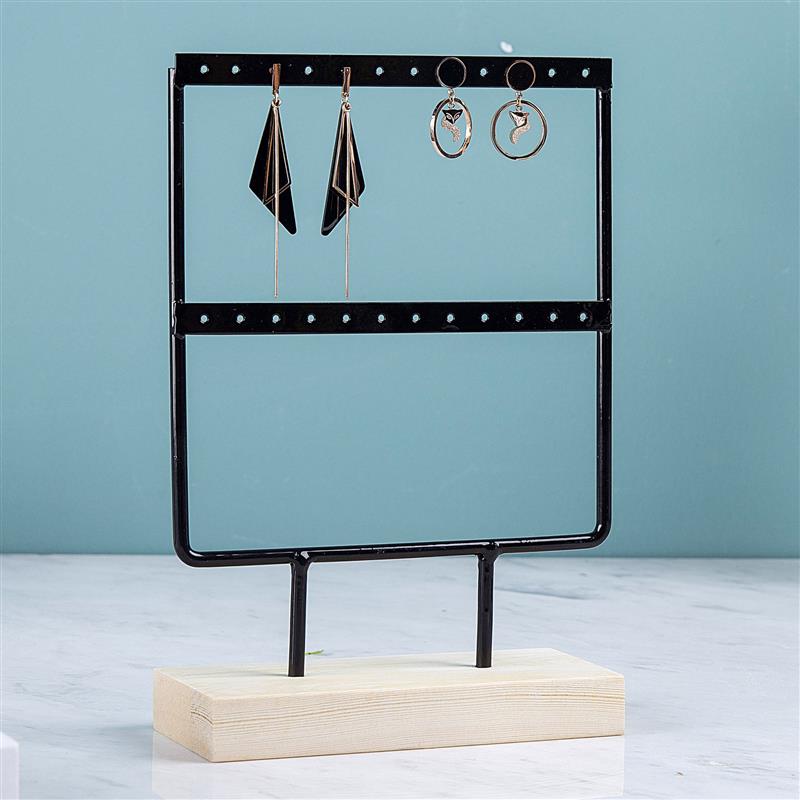 Jewelry Display Organizer Earrings Pendants Bracelets Jewelry Holder With Wooden Base Earrings Storage Rack