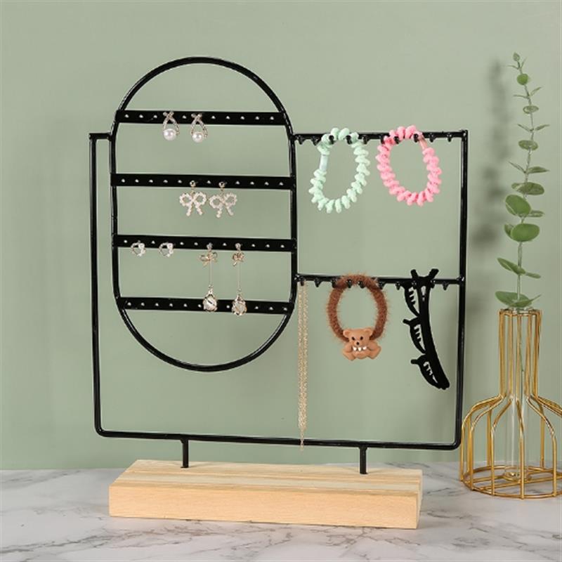 Jewelry Display Organizer Earrings Pendants Bracelets Jewelry Holder With Wooden Base Earrings Storage Rack