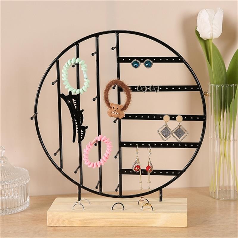 Jewelry Display Organizer Earrings Pendants Bracelets Jewelry Holder With Wooden Base Earrings Storage Rack
