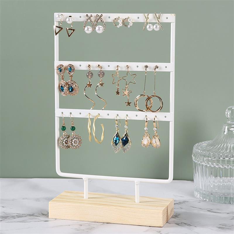 Jewelry Display Organizer Earrings Pendants Bracelets Jewelry Holder With Wooden Base Earrings Storage Rack