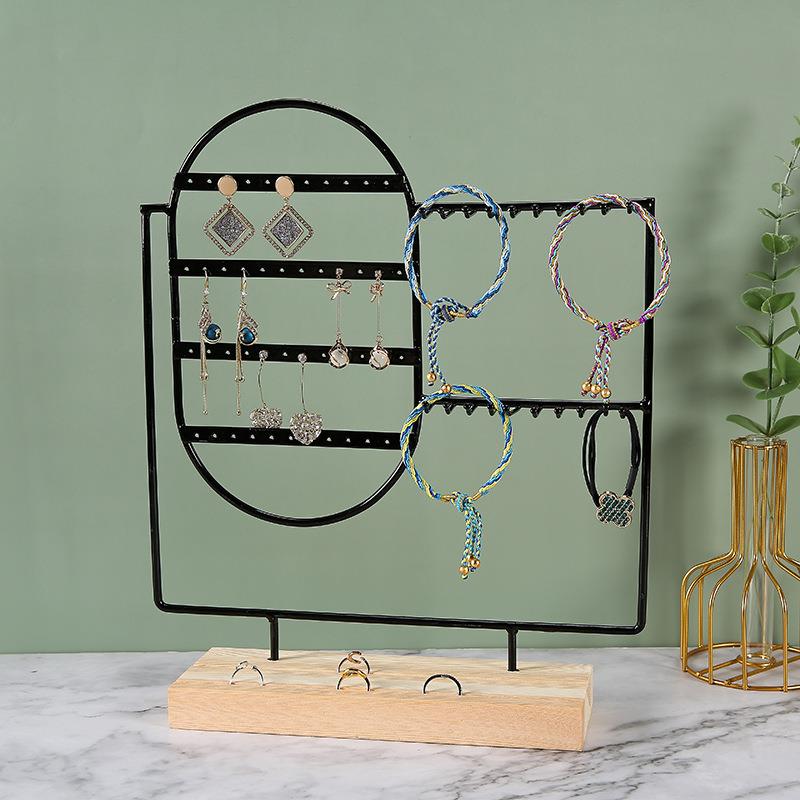 Jewelry Display Organizer Earrings Pendants Bracelets Jewelry Holder With Wooden Base Earrings Storage Rack