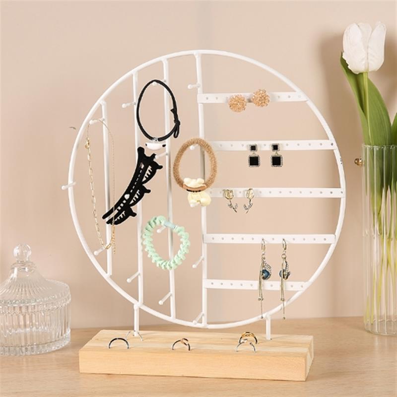 Jewelry Display Organizer Earrings Pendants Bracelets Jewelry Holder With Wooden Base Earrings Storage Rack