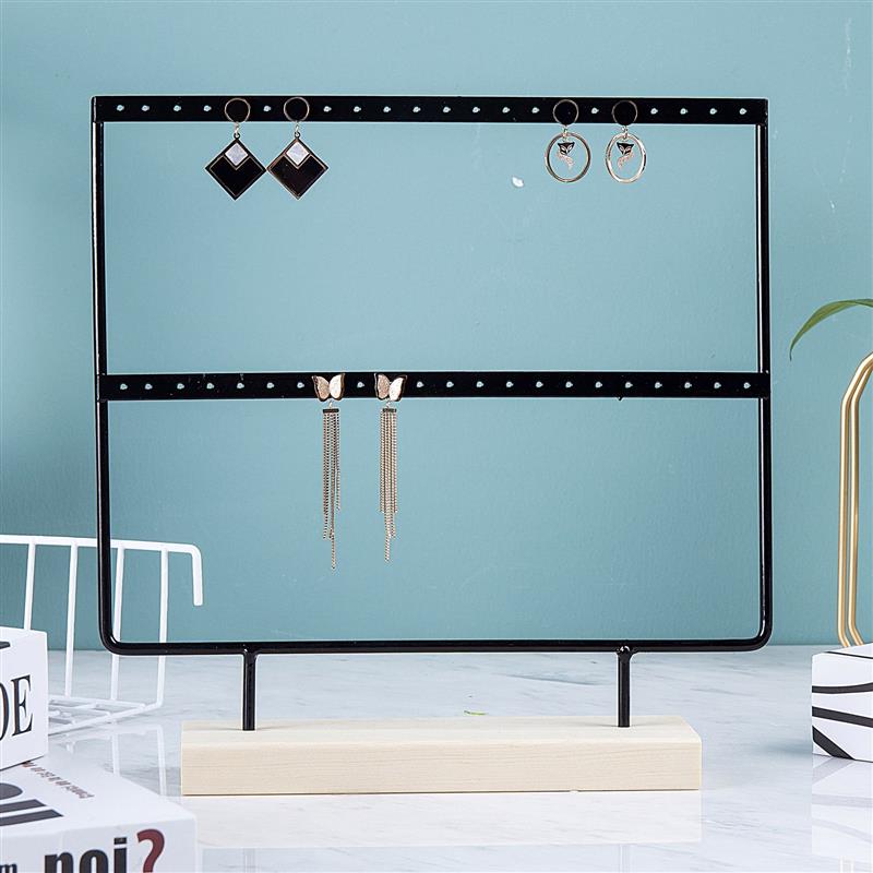 Jewelry Display Organizer Earrings Pendants Bracelets Jewelry Holder With Wooden Base Earrings Storage Rack
