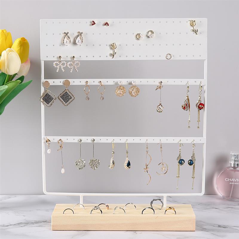 Jewelry Display Organizer Earrings Pendants Bracelets Jewelry Holder With Wooden Base Earrings Storage Rack