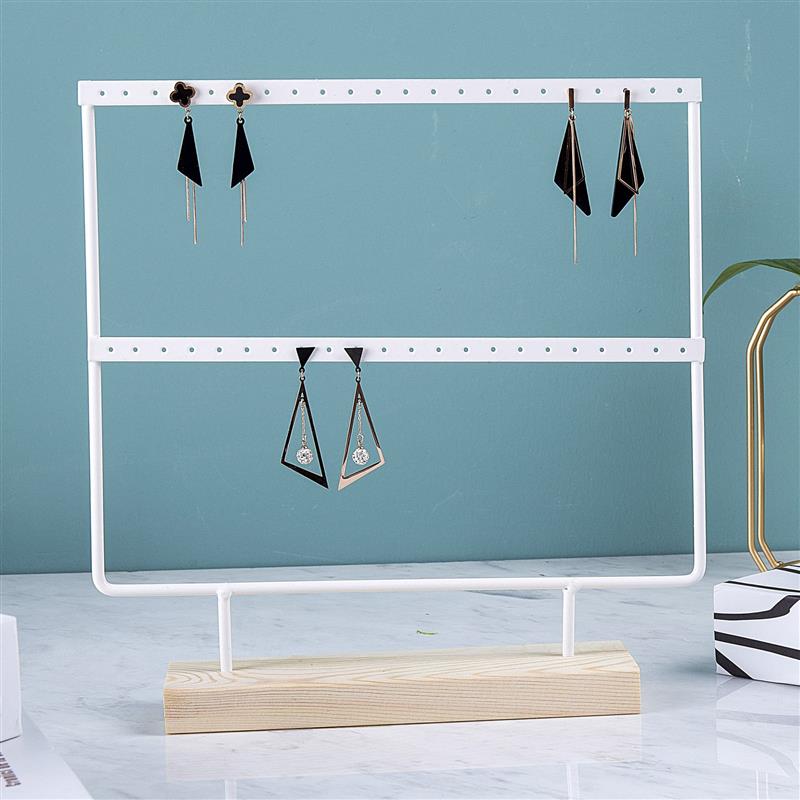 Jewelry Display Organizer Earrings Pendants Bracelets Jewelry Holder With Wooden Base Earrings Storage Rack