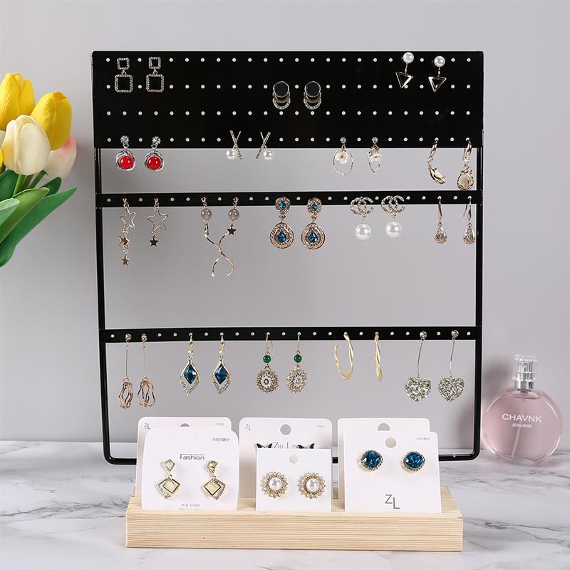 Jewelry Display Organizer Earrings Pendants Bracelets Jewelry Holder With Wooden Base Earrings Storage Rack
