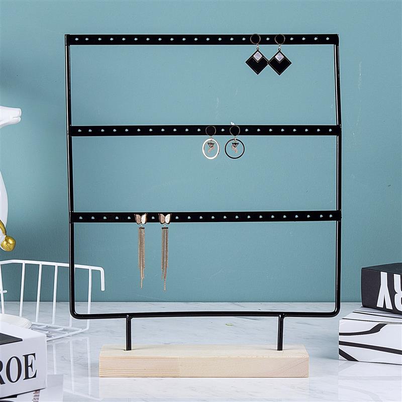 Jewelry Display Organizer Earrings Pendants Bracelets Jewelry Holder With Wooden Base Earrings Storage Rack