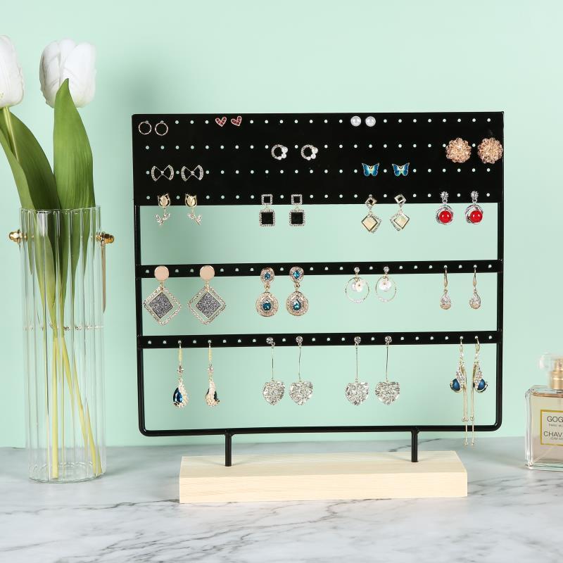 Jewelry Display Organizer Earrings Pendants Bracelets Jewelry Holder With Wooden Base Earrings Storage Rack