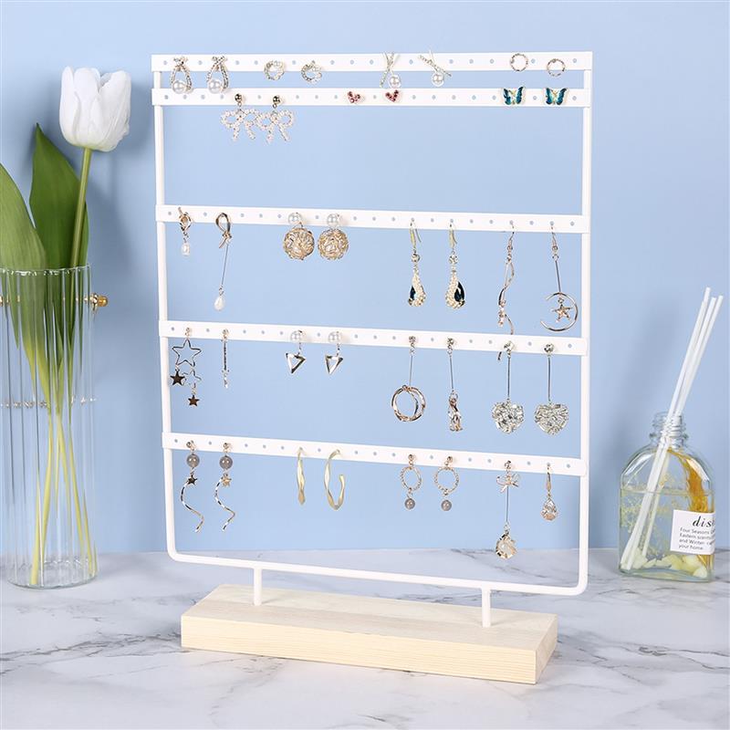 Jewelry Display Organizer Earrings Pendants Bracelets Jewelry Holder With Wooden Base Earrings Storage Rack
