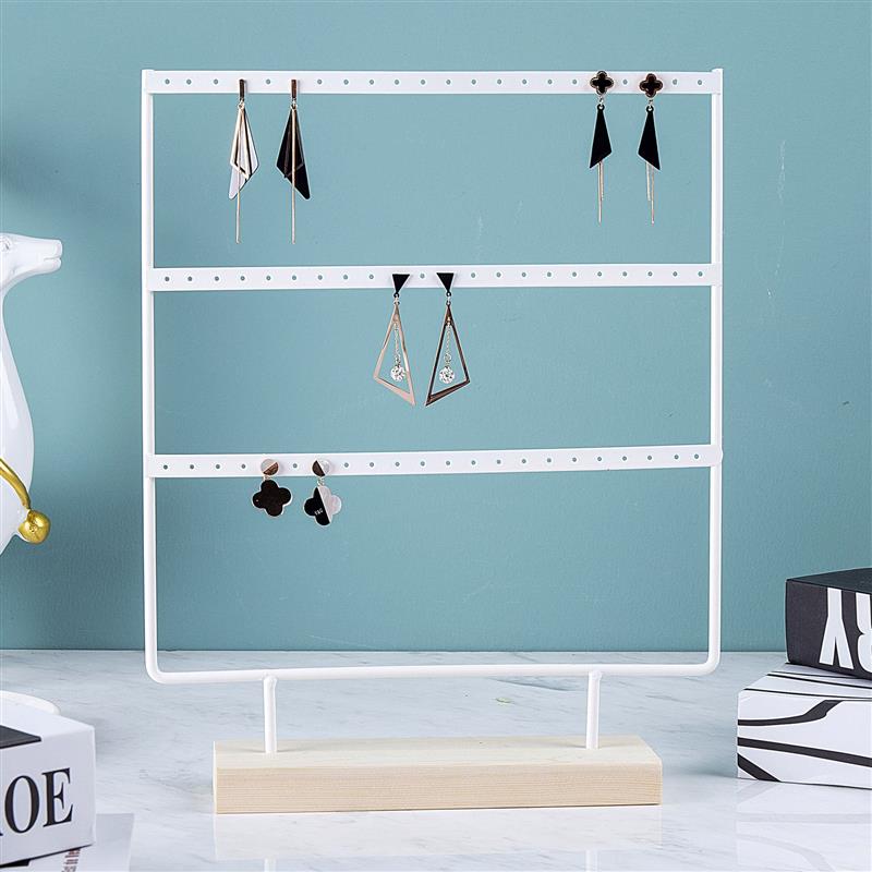 Jewelry Display Organizer Earrings Pendants Bracelets Jewelry Holder With Wooden Base Earrings Storage Rack