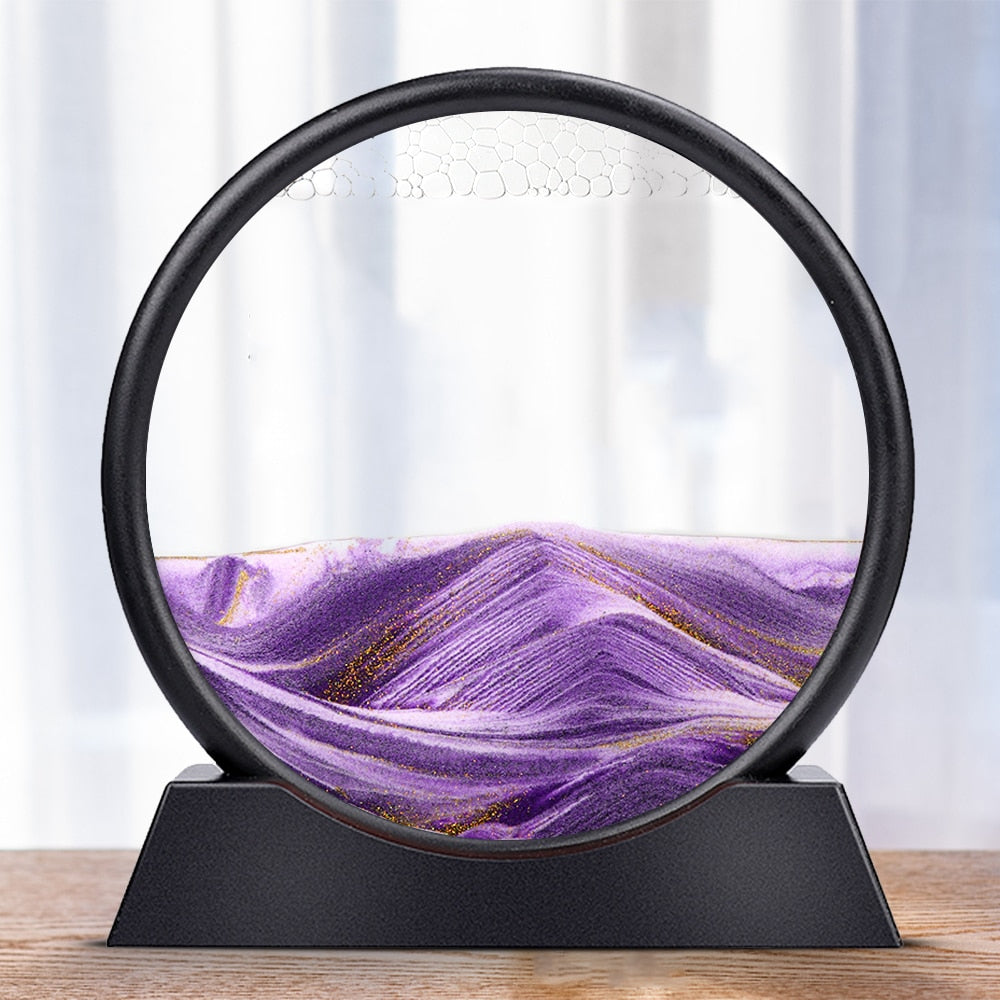 Tik Tok Moving Sand Art Picture Round Glass 3D Hourglass Deep Sea Sandscape In Motion Display Flowing Sand Frame
