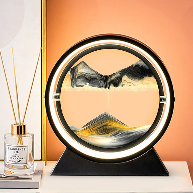Tik Tok Moving Sand Art Picture Round Glass 3D Hourglass Deep Sea Sandscape In Motion Display Flowing Sand Frame