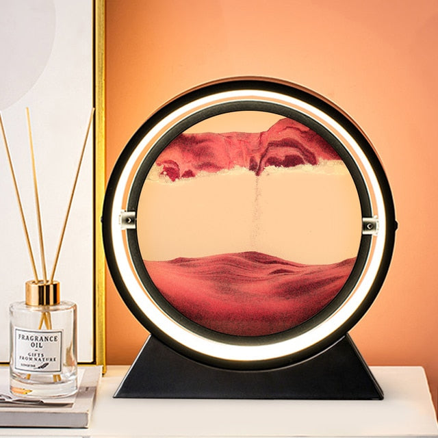 Tik Tok Moving Sand Art Picture Round Glass 3D Hourglass Deep Sea Sandscape In Motion Display Flowing Sand Frame