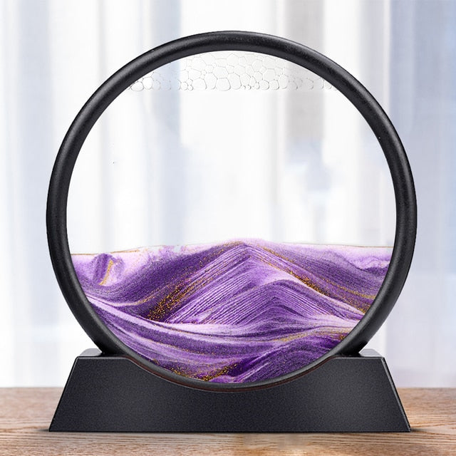 Tik Tok Moving Sand Art Picture Round Glass 3D Hourglass Deep Sea Sandscape In Motion Display Flowing Sand Frame