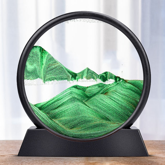 Tik Tok Moving Sand Art Picture Round Glass 3D Hourglass Deep Sea Sandscape In Motion Display Flowing Sand Frame