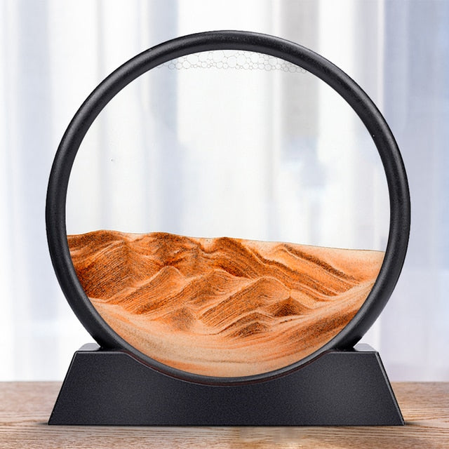 Tik Tok Moving Sand Art Picture Round Glass 3D Hourglass Deep Sea Sandscape In Motion Display Flowing Sand Frame