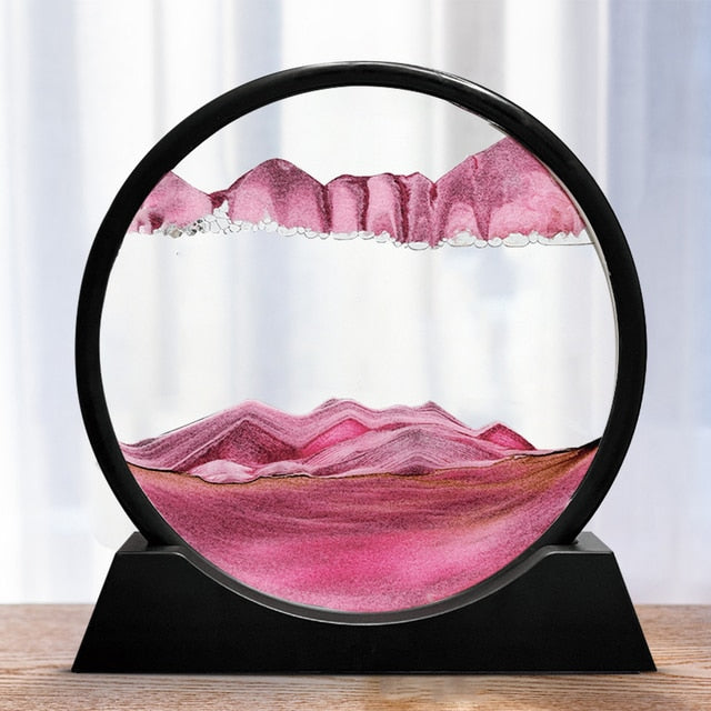 Tik Tok Moving Sand Art Picture Round Glass 3D Hourglass Deep Sea Sandscape In Motion Display Flowing Sand Frame