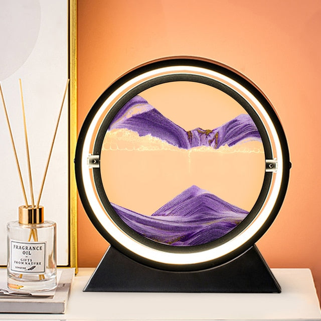 Tik Tok Moving Sand Art Picture Round Glass 3D Hourglass Deep Sea Sandscape In Motion Display Flowing Sand Frame