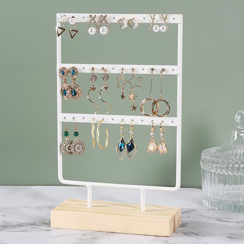 Jewelry Display Organizer Earrings Pendants Bracelets Jewelry Holder With Wooden Base Earrings Storage Rack