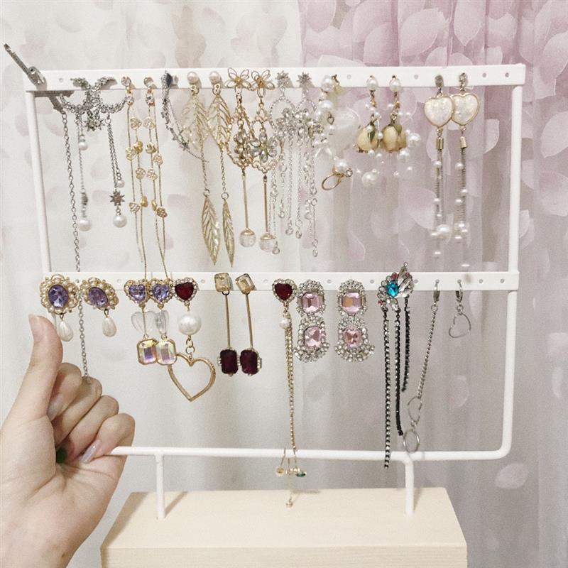 Jewelry Display Organizer Earrings Pendants Bracelets Jewelry Holder With Wooden Base Earrings Storage Rack
