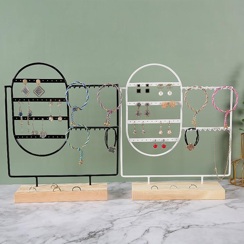 Jewelry Display Organizer Earrings Pendants Bracelets Jewelry Holder With Wooden Base Earrings Storage Rack