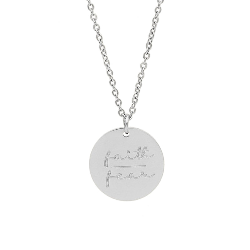 Inspirational Necklace Pendant Gold Plated Faith Over Fear Necklace Mind Over Matter Inspirational