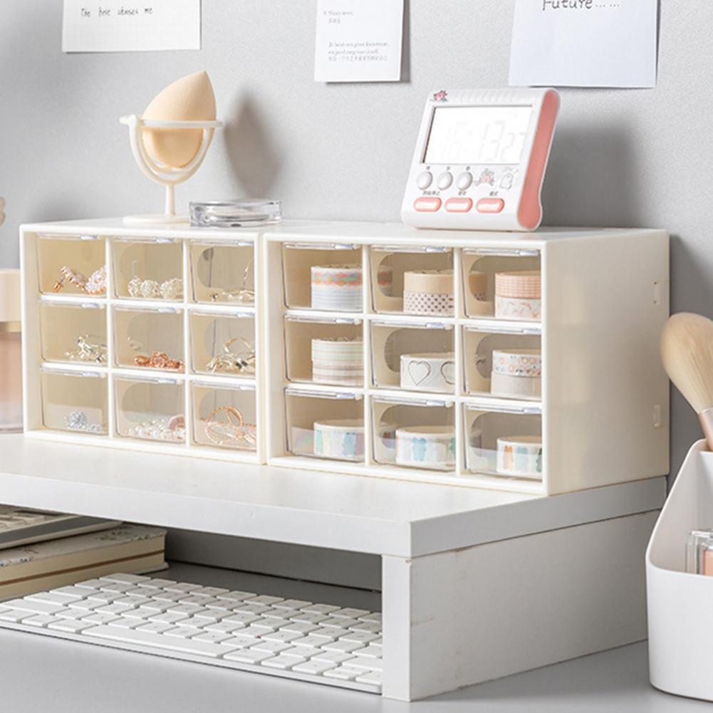 Storage Box Cabinet Organiser High Capacity Dust-proof Transparent 9 Drawers Storage for Bedroom