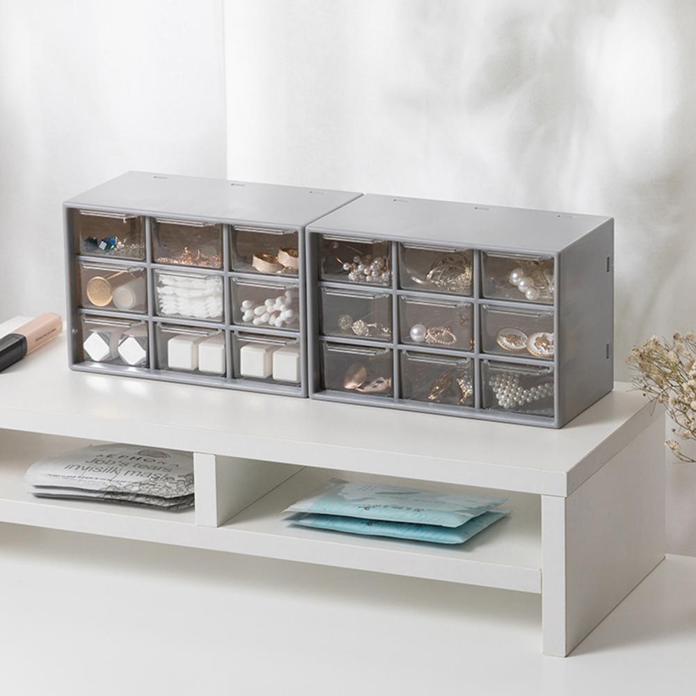 Storage Box Cabinet Organiser High Capacity Dust-proof Transparent 9 Drawers Storage for Bedroom