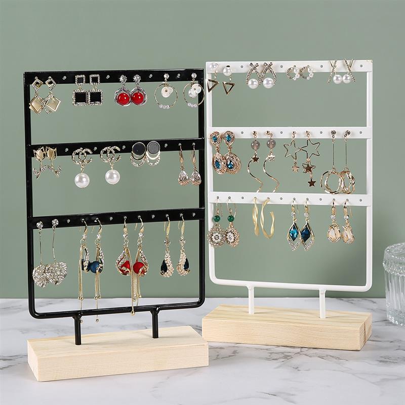 Jewelry Display Organizer Earrings Pendants Bracelets Jewelry Holder With Wooden Base Earrings Storage Rack