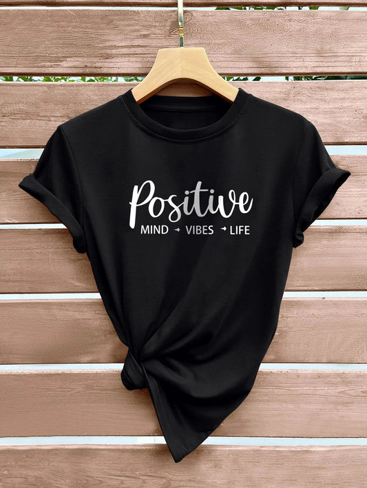 Positive Mind Vibes" Women's Cute Summer T-Shirt -