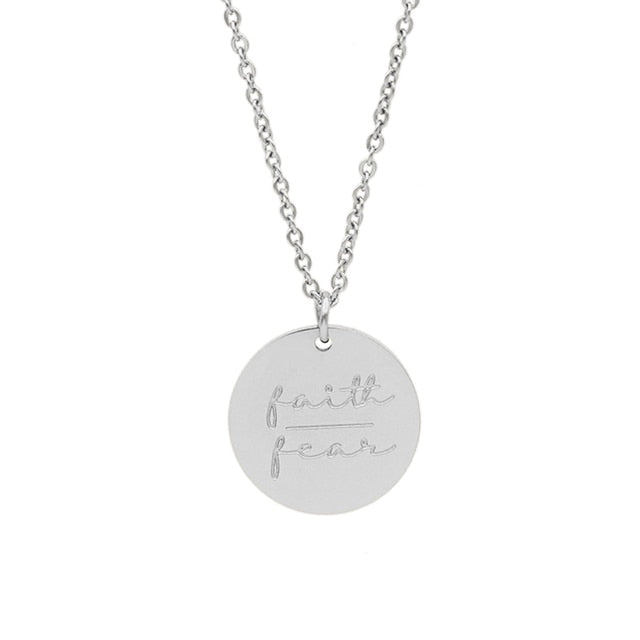 Inspirational Necklace Pendant Gold Plated Faith Over Fear Necklace Mind Over Matter Inspirational